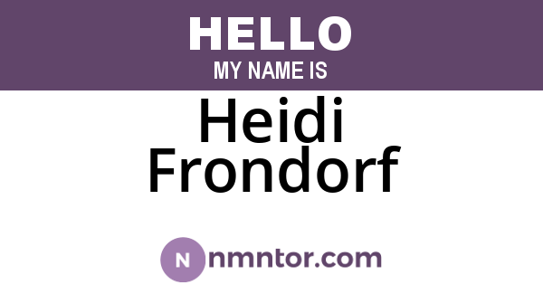 Heidi Frondorf