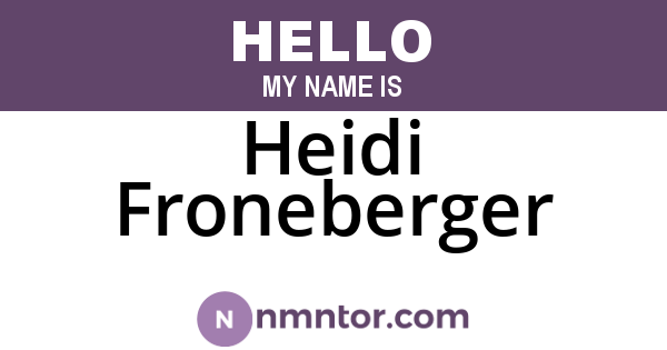 Heidi Froneberger