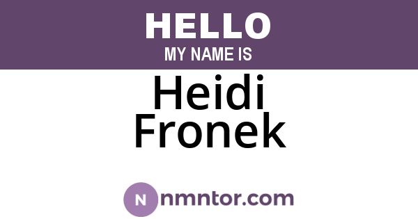 Heidi Fronek