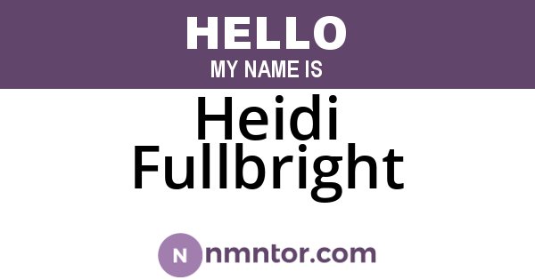Heidi Fullbright