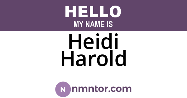 Heidi Harold