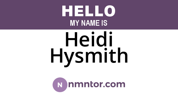 Heidi Hysmith
