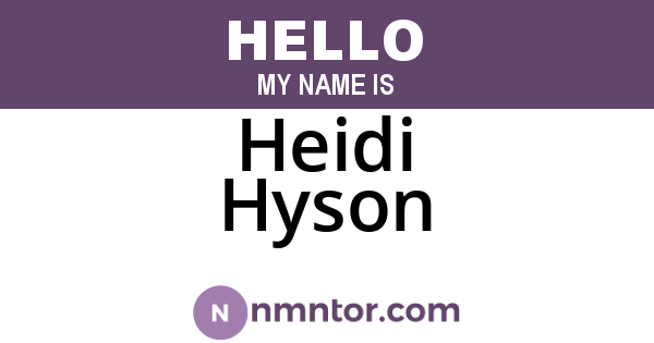 Heidi Hyson