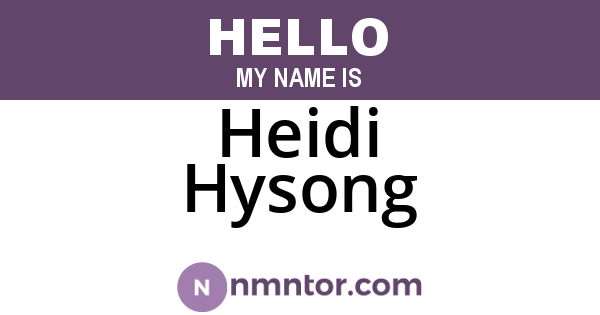 Heidi Hysong
