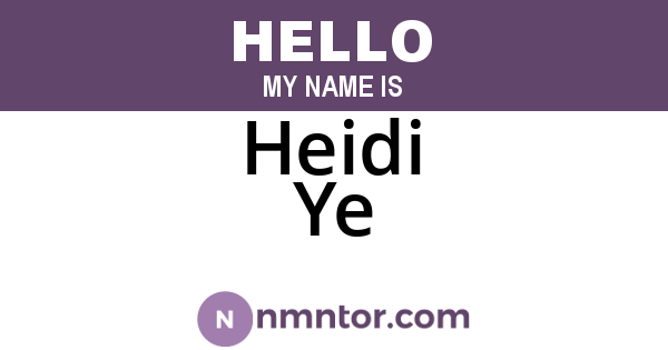 Heidi Ye
