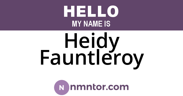 Heidy Fauntleroy