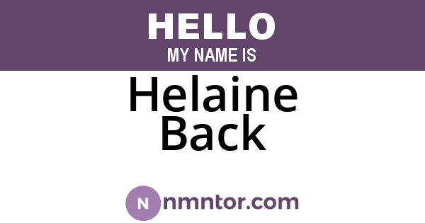 Helaine Back