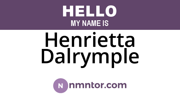 Henrietta Dalrymple