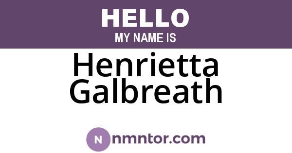Henrietta Galbreath