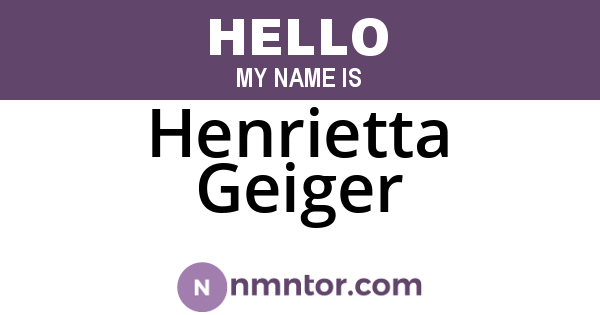 Henrietta Geiger