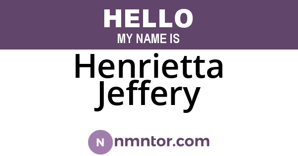 Henrietta Jeffery