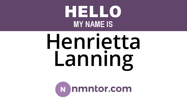 Henrietta Lanning