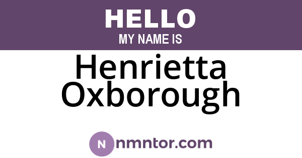 Henrietta Oxborough