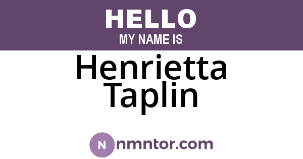Henrietta Taplin