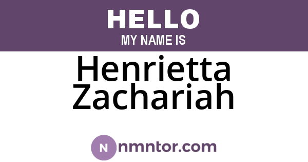 Henrietta Zachariah