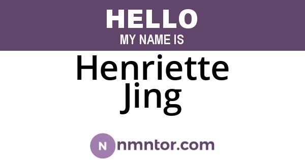 Henriette Jing