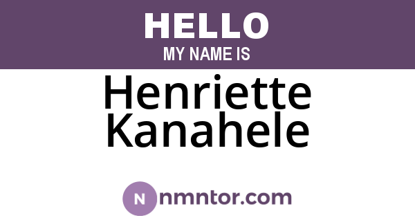 Henriette Kanahele