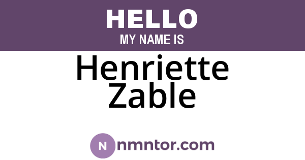 Henriette Zable