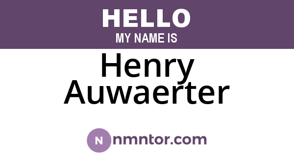 Henry Auwaerter