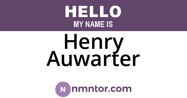 Henry Auwarter