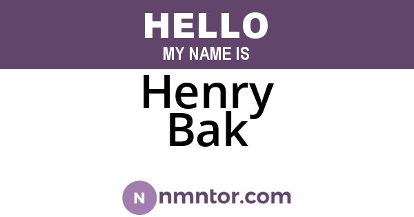 Henry Bak