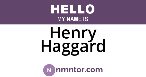 Henry Haggard