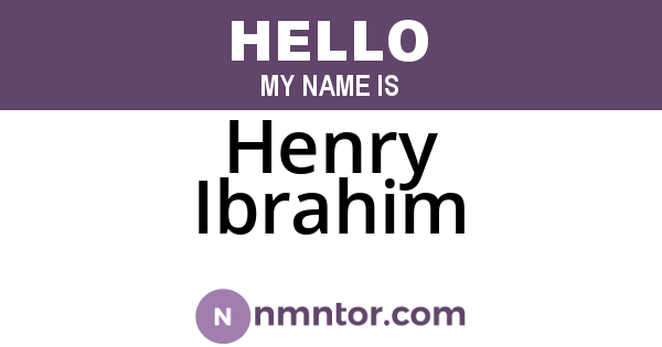 Henry Ibrahim