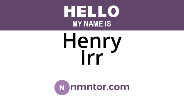 Henry Irr