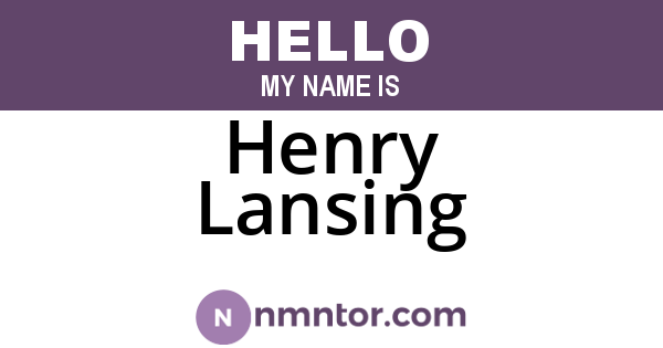 Henry Lansing