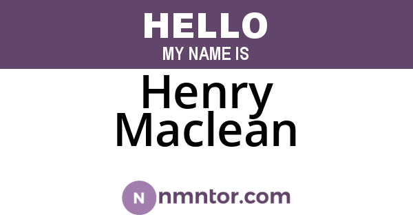 Henry Maclean