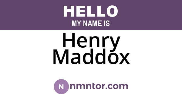 Henry Maddox