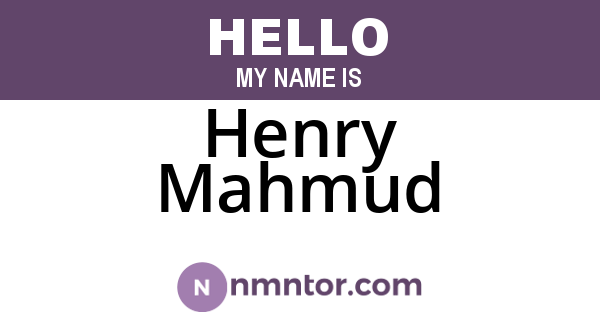 Henry Mahmud