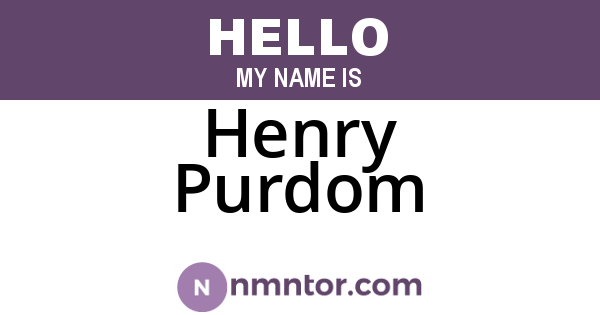 Henry Purdom