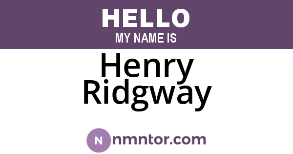 Henry Ridgway