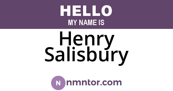 Henry Salisbury