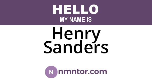 Henry Sanders