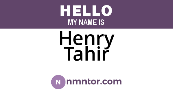 Henry Tahir