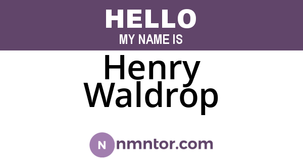 Henry Waldrop