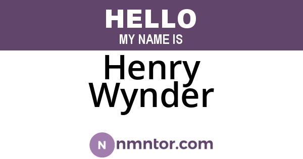 Henry Wynder