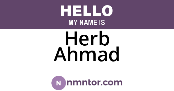 Herb Ahmad