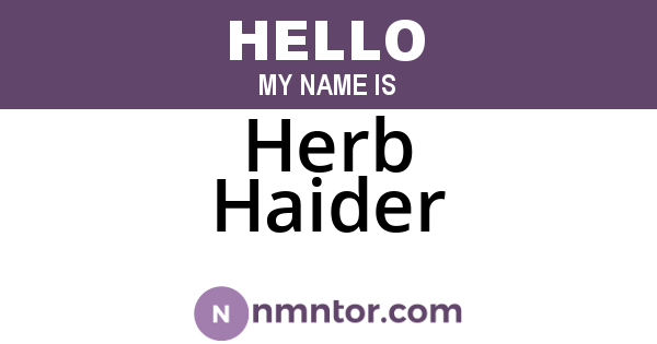 Herb Haider