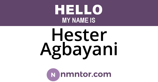 Hester Agbayani
