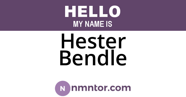 Hester Bendle