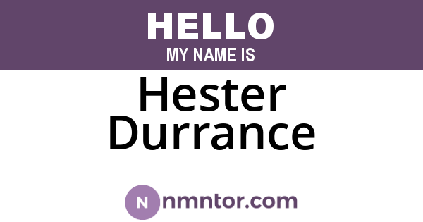 Hester Durrance