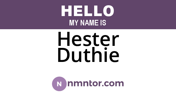Hester Duthie