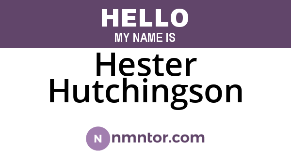 Hester Hutchingson