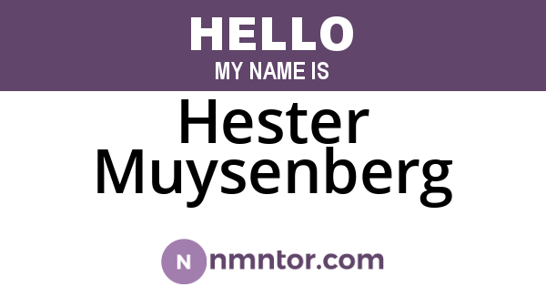 Hester Muysenberg