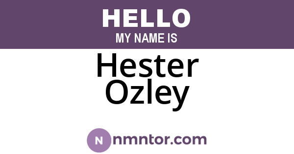 Hester Ozley