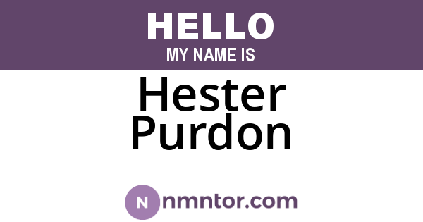 Hester Purdon