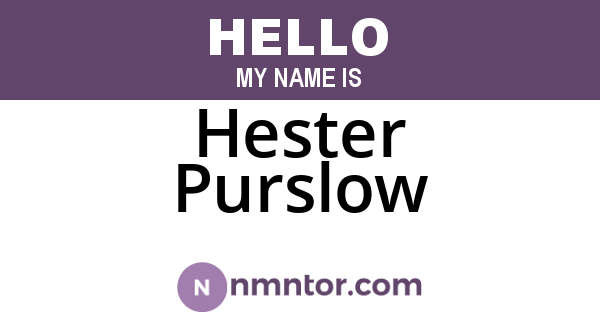 Hester Purslow